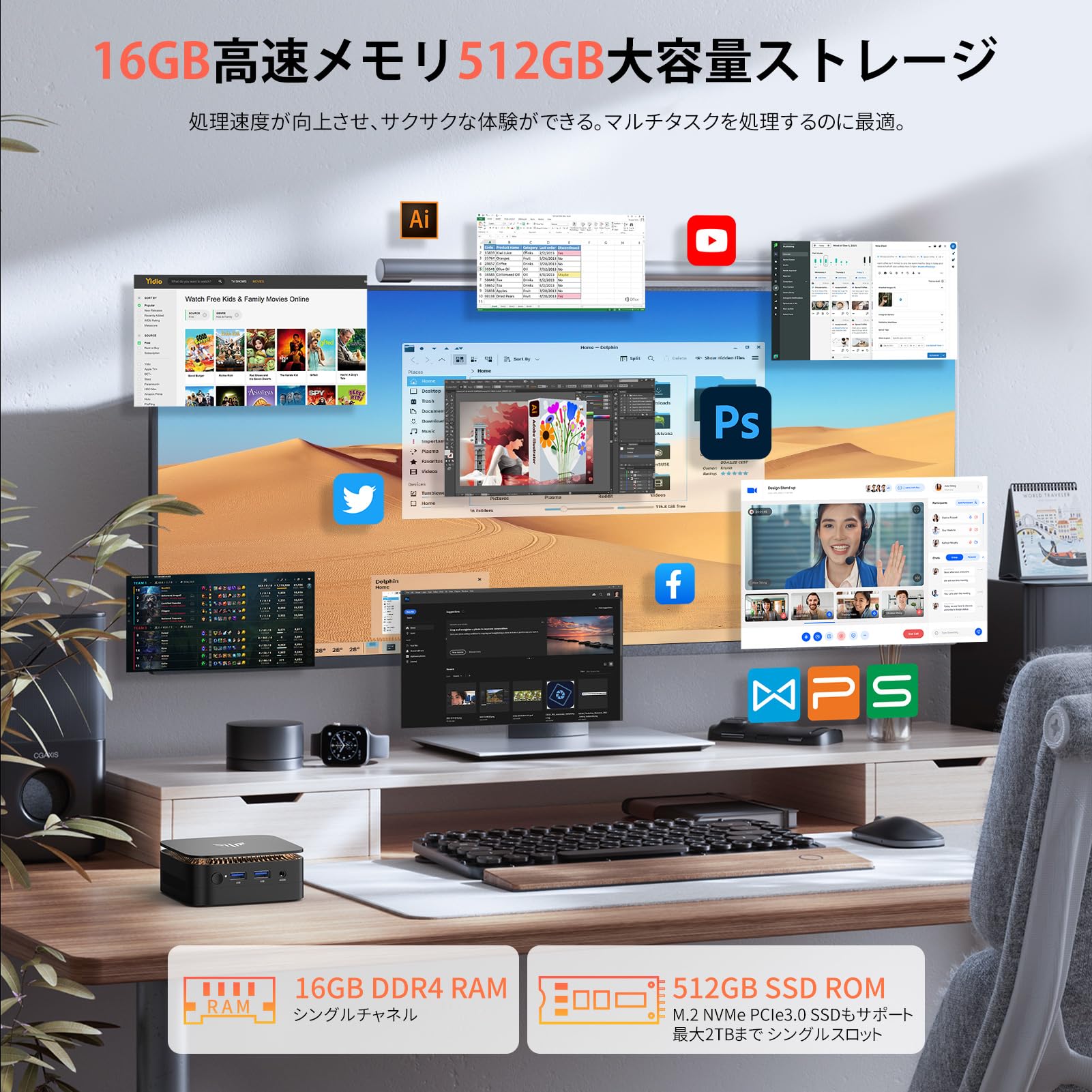 Amazon.co.jp: ミニpc N97【16GB+512GB｜3250Uより倍速い】mini pc